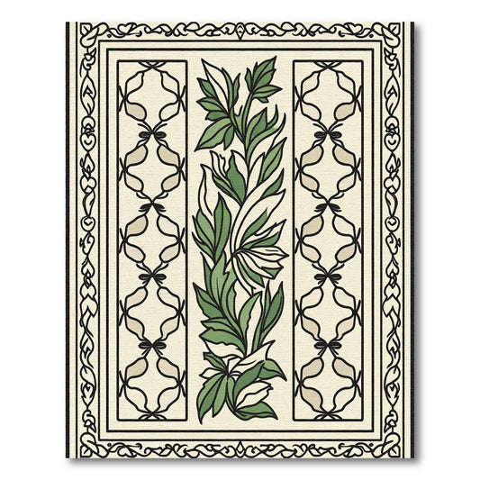 Cream and Green Botanical Garden Medallion Rug