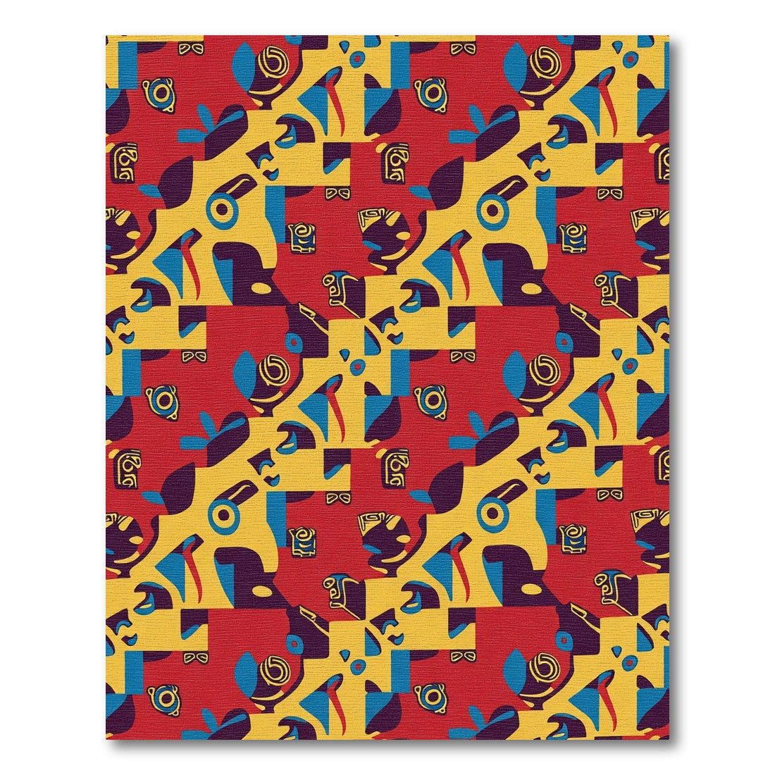 Bold Retro Red Yellow Abstract Composition Rug