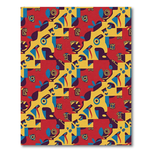 Bold Retro Red Yellow Abstract Composition Rug