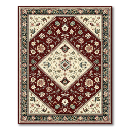 Traditional Persian Red Rich Red Persian Floral Medallion Area Rug