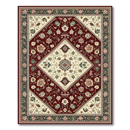 Traditional Persian Red Rich Red Persian Floral Medallion Area Rug