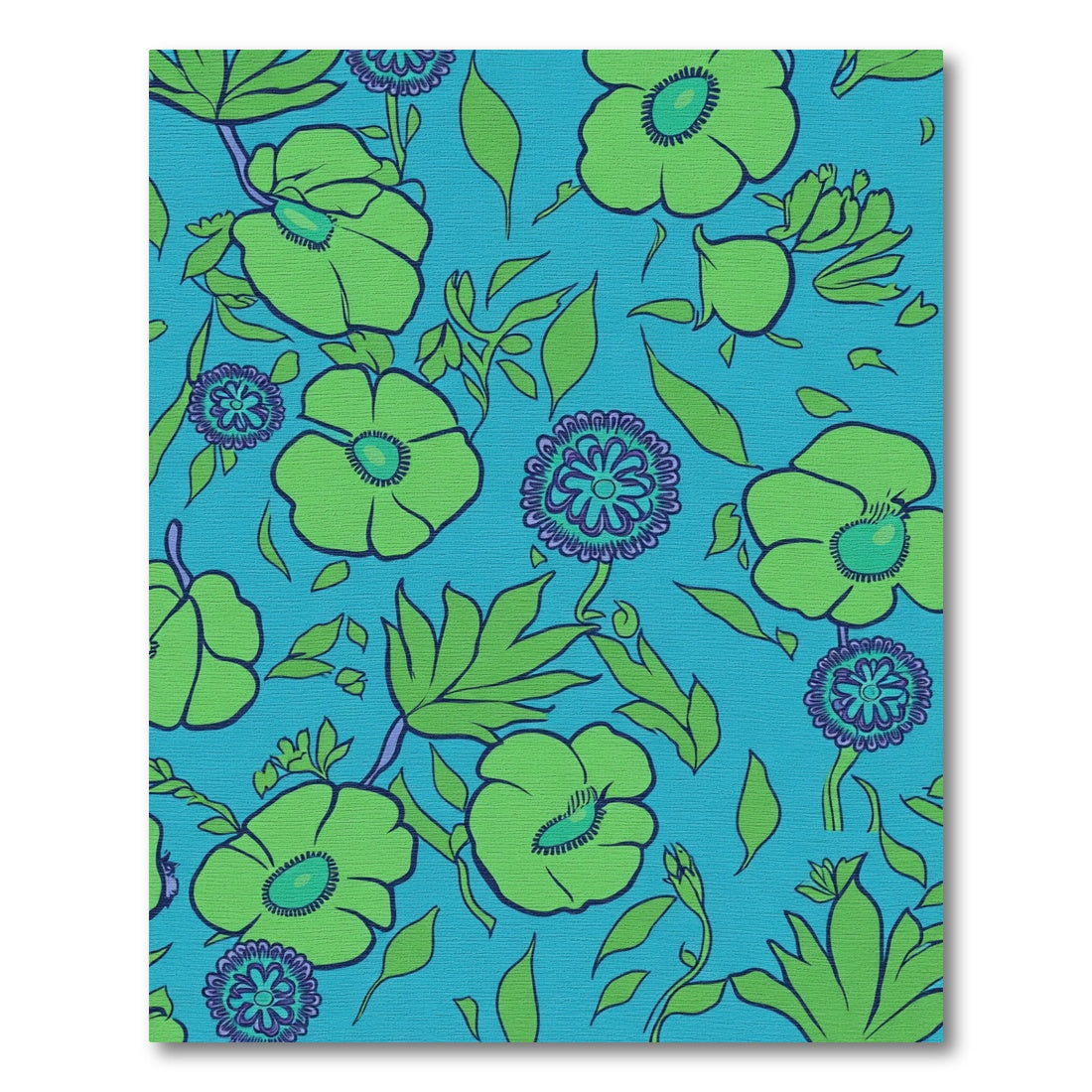 Bright Green Floral Aquatic Bloom Rug