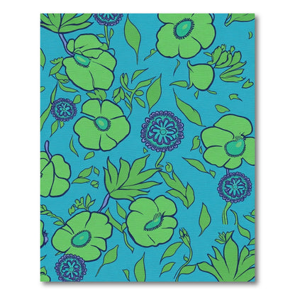 Bright Green Floral Aquatic Bloom Rug