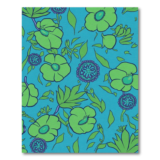 Bright Green Floral Aquatic Bloom Rug