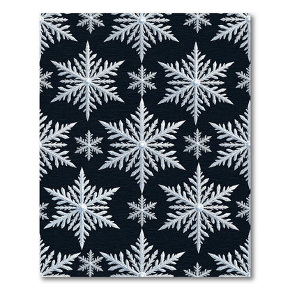 Cool White Snowflake Pattern Rug