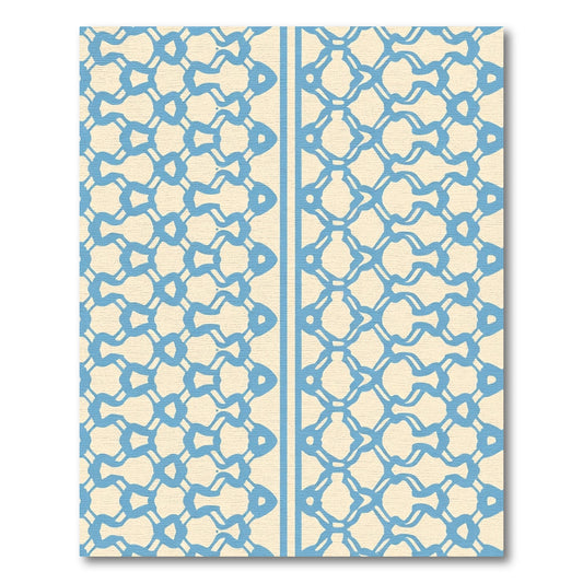 Pale Blue Lattice Geometric Rug