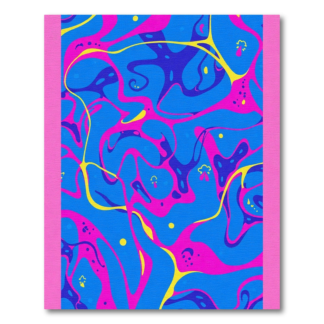 Vibrant Blue Pink Swirling Abstract Rug