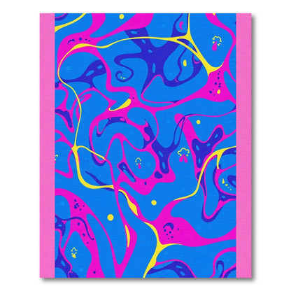 Vibrant Blue Pink Swirling Abstract Rug