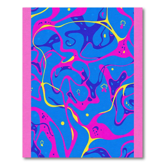 Vibrant Blue Pink Swirling Abstract Rug