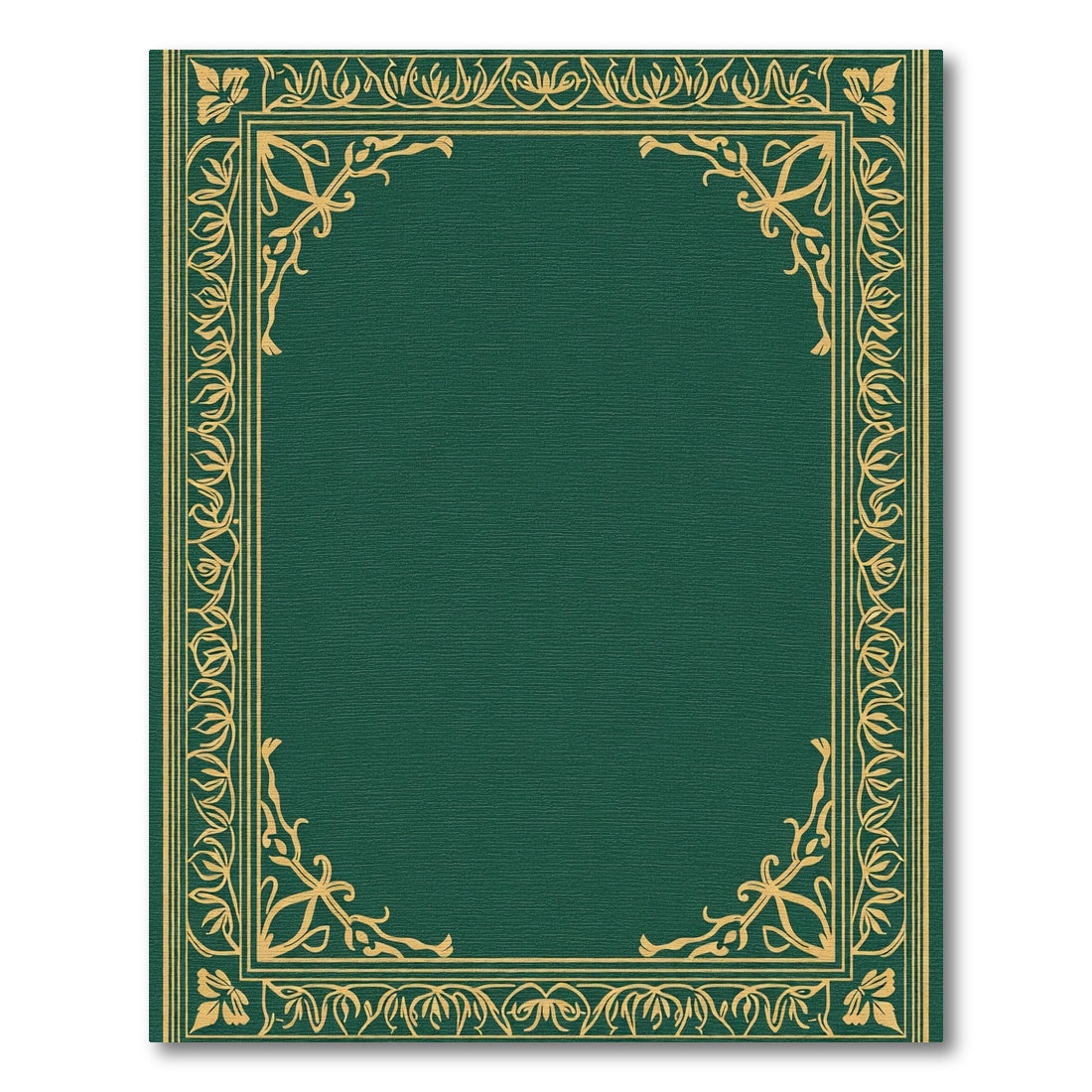Elegant Gold Floral Bordered Emerald Rug