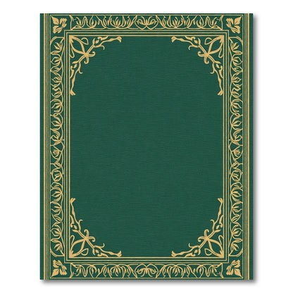 Elegant Gold Floral Bordered Emerald Rug