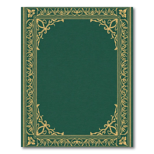 Elegant Gold Floral Bordered Emerald Rug