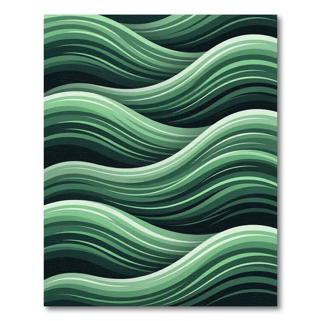 Emerald Green Flowing Wave Rug