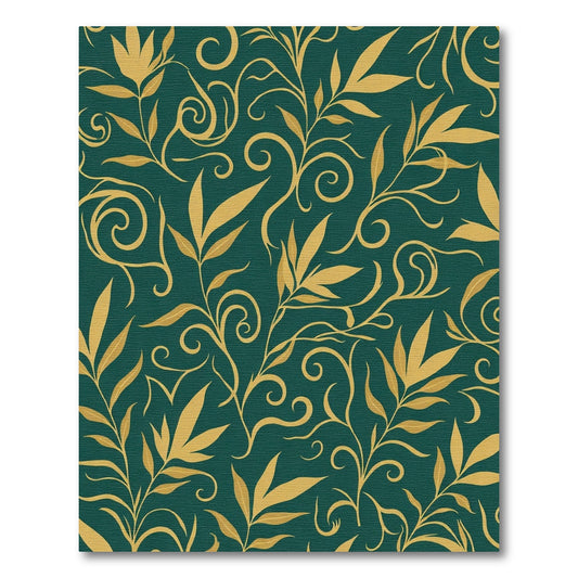 Emerald and Gold Vine Swirl Rug