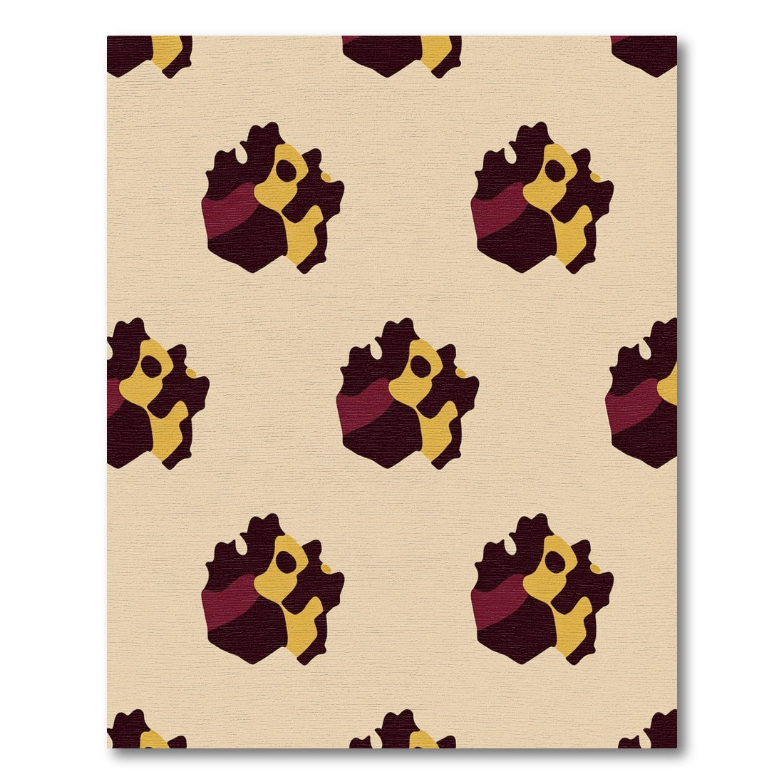 Abstract Burgundy Gold Kente Cloth Rug