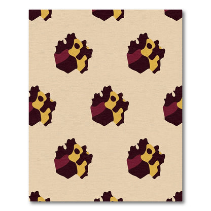Abstract Burgundy Gold Kente Cloth Rug