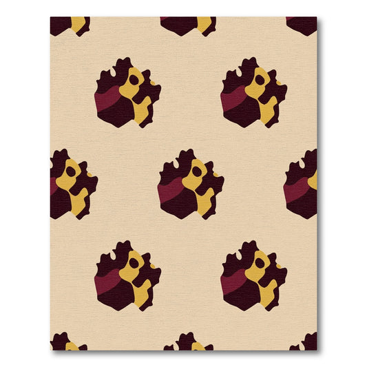 Abstract Burgundy Gold Kente Cloth Rug