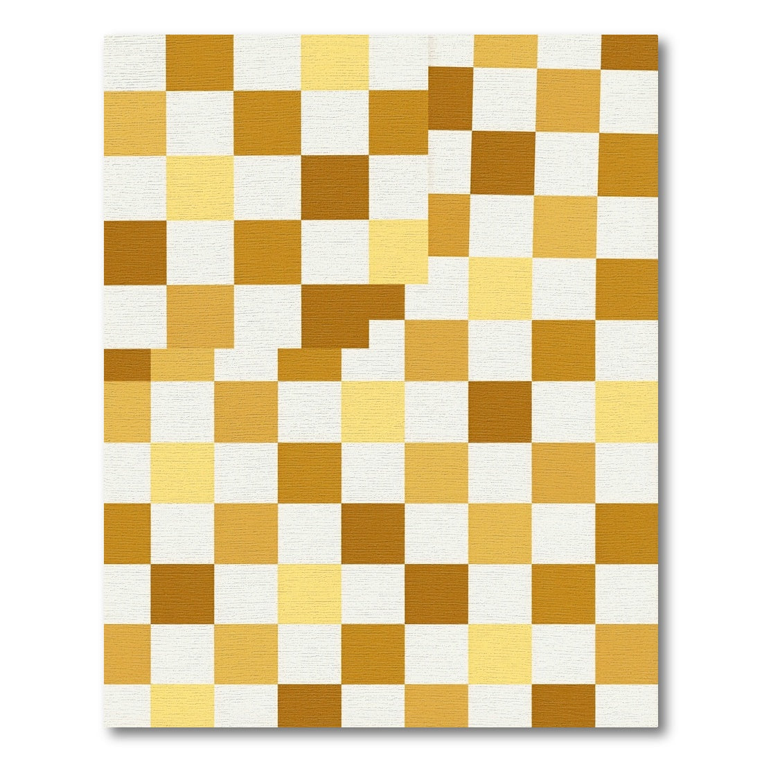 Golden Amber Checkerboard Squares Rug