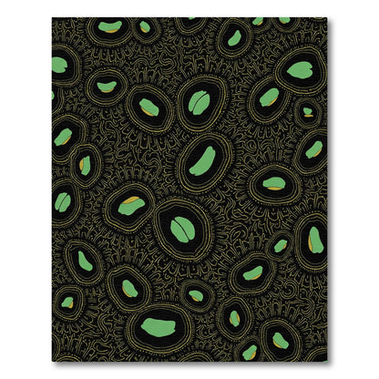 Black Gold Green Abstract Oval Rug