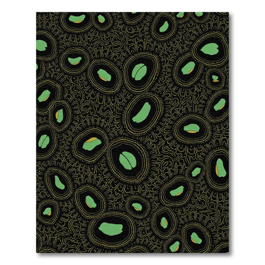 Black Gold Green Abstract Oval Rug
