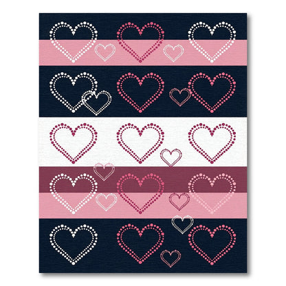 Pink White Heart Dots Stripe Rug
