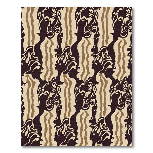 Abstract Human Profile Earth Tone Rug