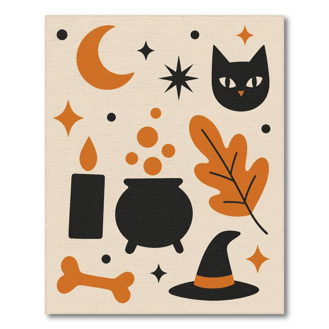 Halloween Cat Cauldron Washable Area Rug