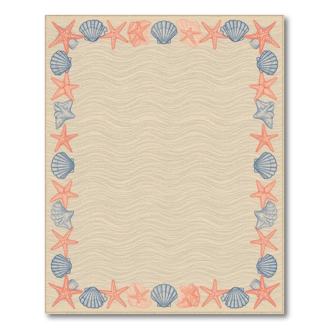 Coastal Beach Beige Coastal Seashell Starfish Area Rug