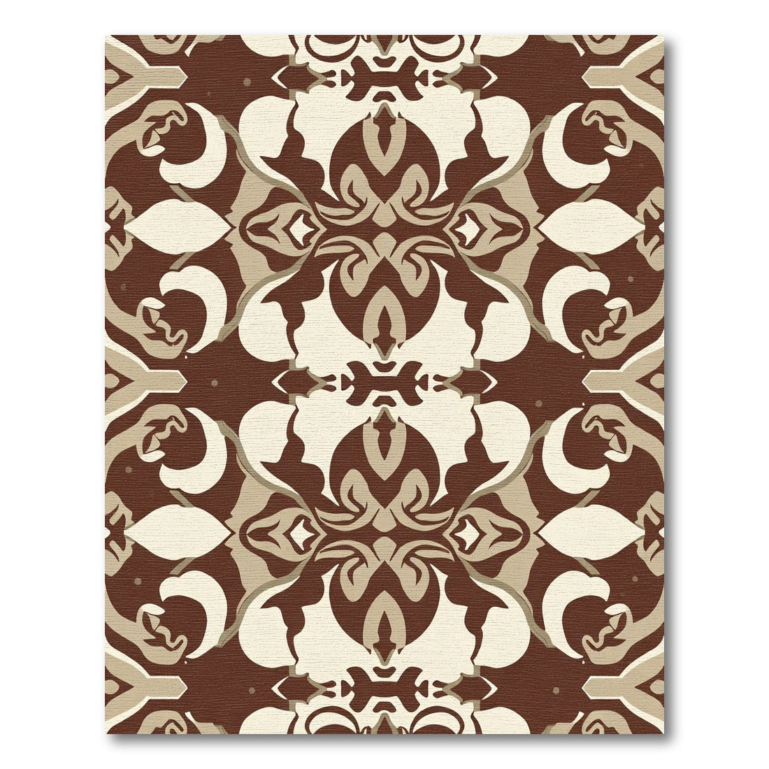 Brown Cream Symmetry Ornamental Art Rug