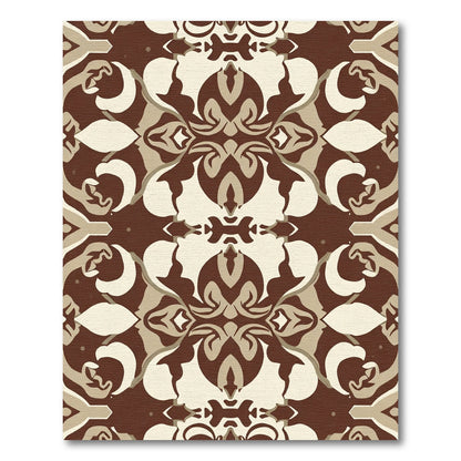 Brown Cream Symmetry Ornamental Art Rug