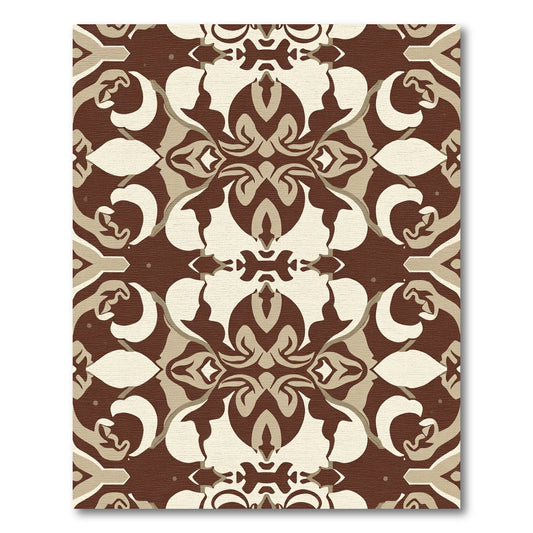 Brown Cream Symmetry Ornamental Art Rug