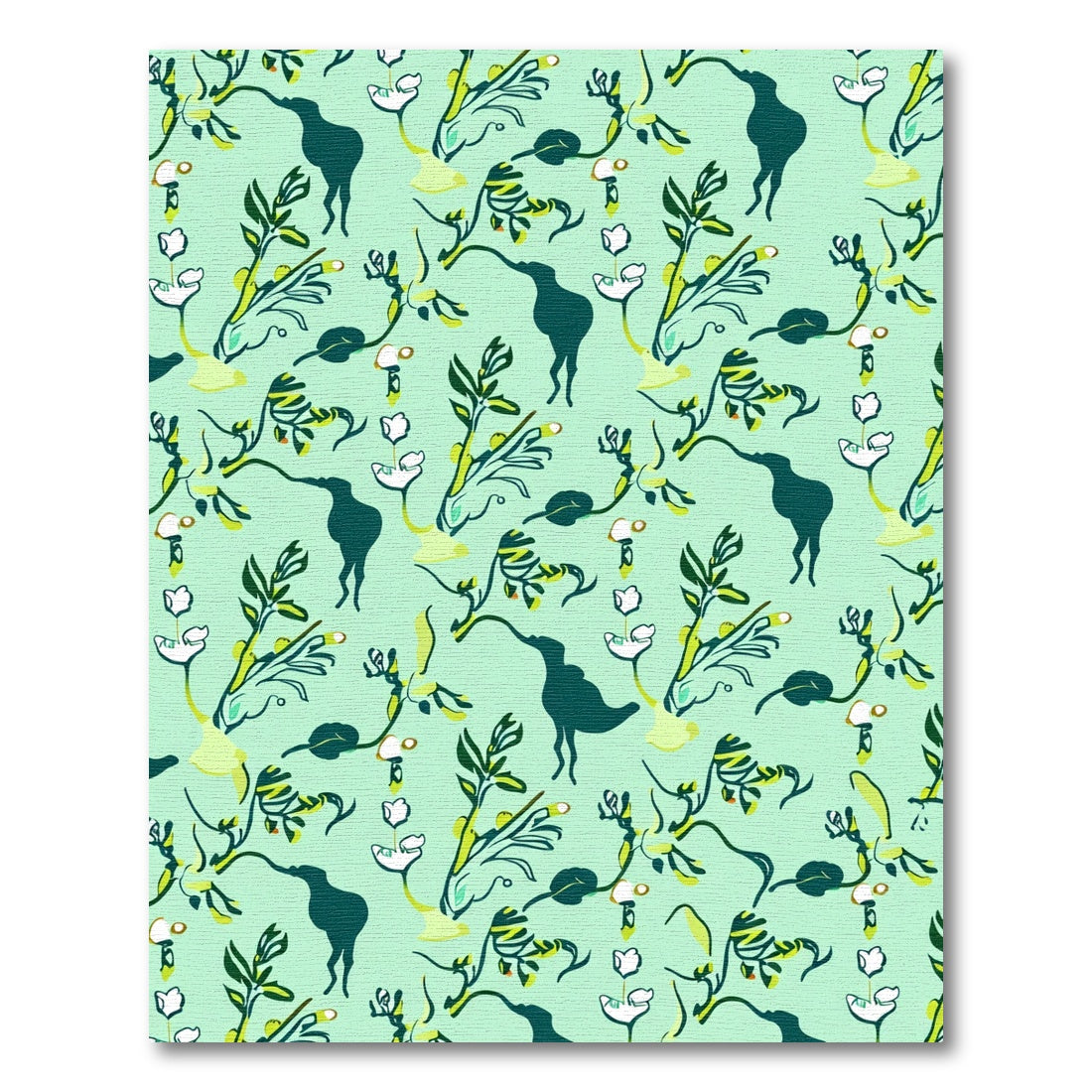 Teal Silhouette Bird Floral Branches Rug