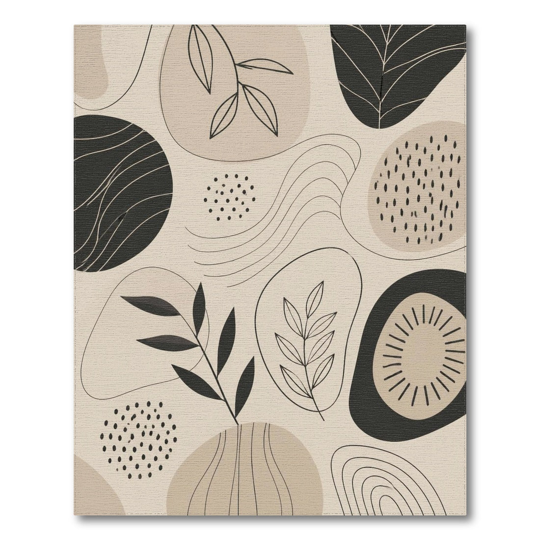Abstract Leaf Beige Area Rug