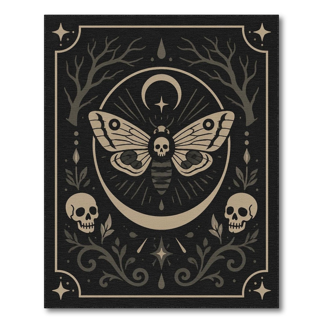 Gothic Moth Skull Area Rug