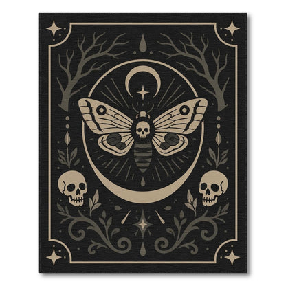 Gothic Moth Skull Area Rug
