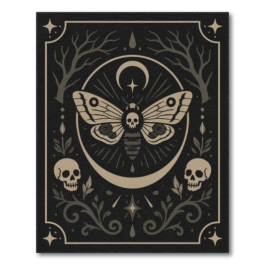 Gothic Moth Skull Area Rug