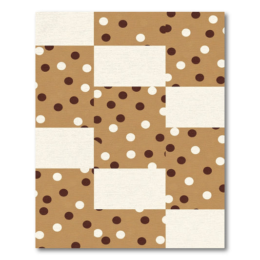 Brown White Scattered Polka Dots Rectangles Rug