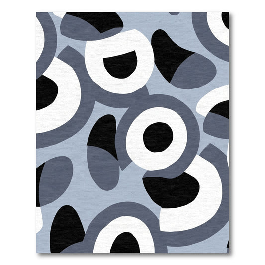 Abstract Gray Black White Circles Rug