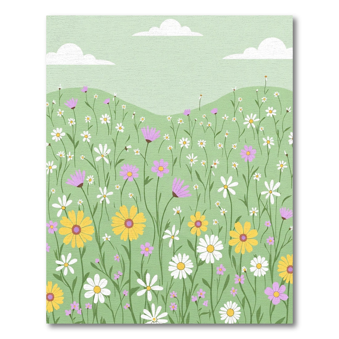 Whimsical Meadow Daisy Floral Field Rug
