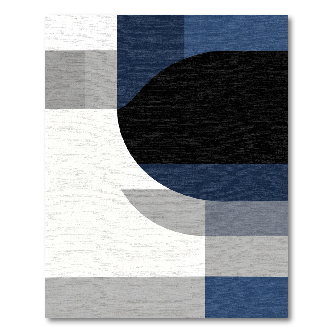 Modern Blue Grayscale Geometric Arc Rug
