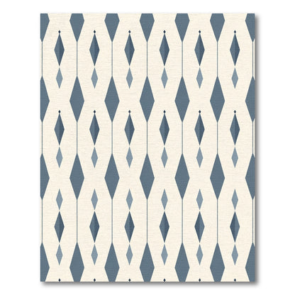 Deep Blue Geometric Diamond Chain Rug