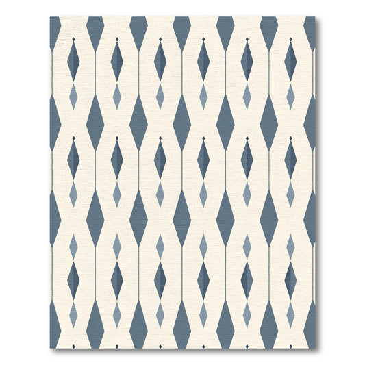 Deep Blue Geometric Diamond Chain Rug