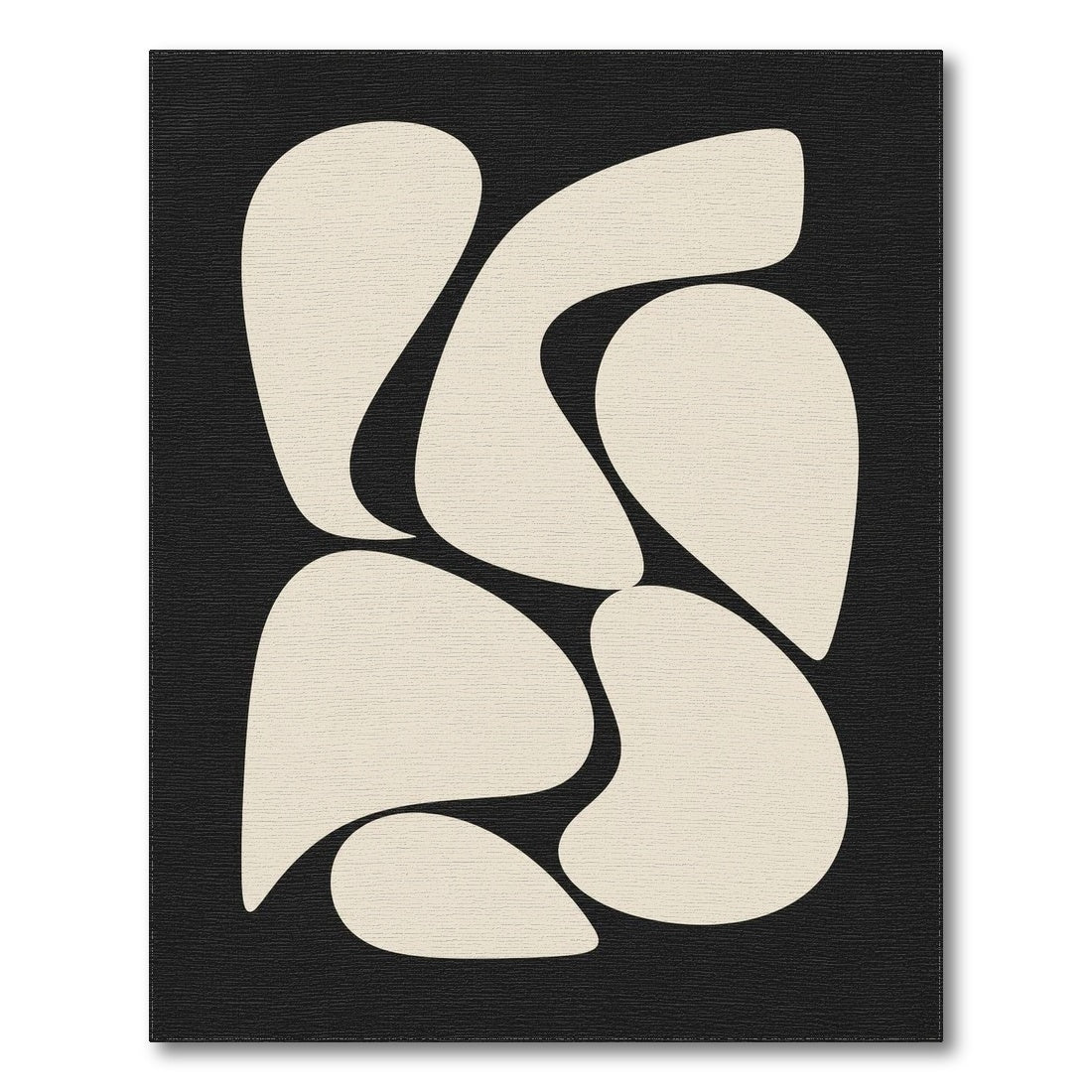 Black and White Abstract Organic Shapes Black White Area Rug
