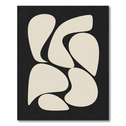 Black and White Abstract Organic Shapes Black White Area Rug