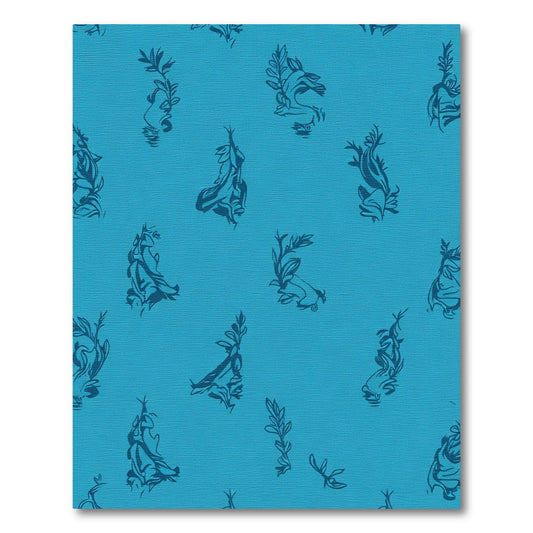 Deep Blue Botanical Floral Sketch Rug