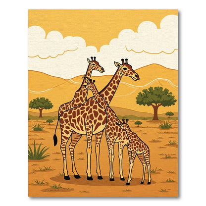 Savanna Family Giraffe Herd Rug
