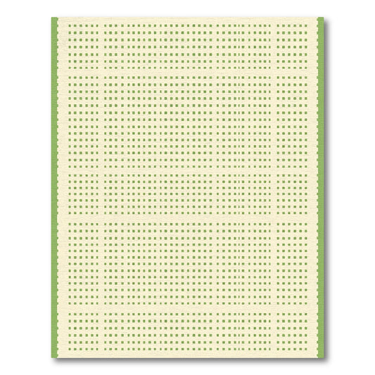 Light Green Gridded Square Repeating Pattern Rug