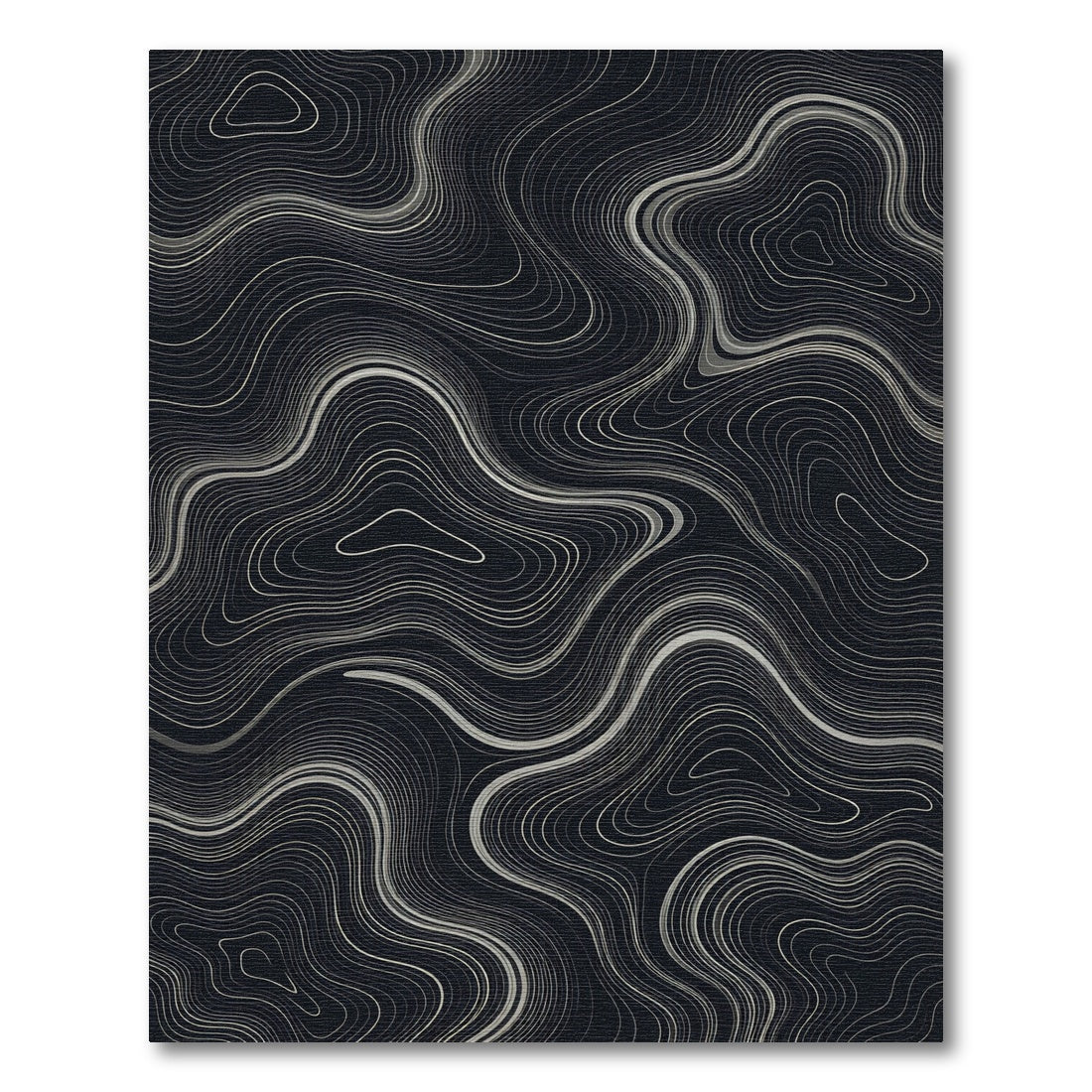 Modern Silver Contour Lines Rug