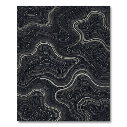 Modern Silver Contour Lines Rug