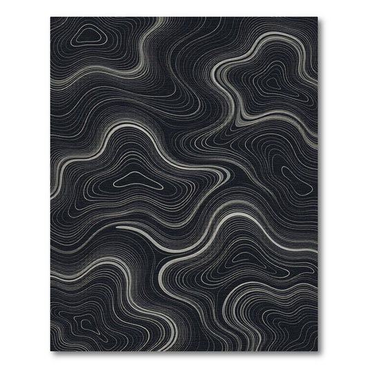 Modern Silver Contour Lines Rug